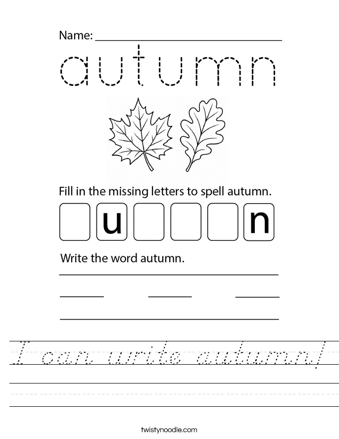 I can write autumn! Worksheet