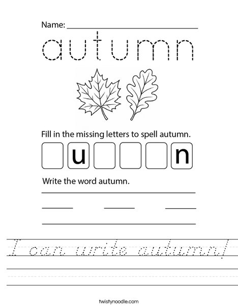 I can write autumn! Worksheet
