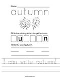I can write autumn! Worksheet