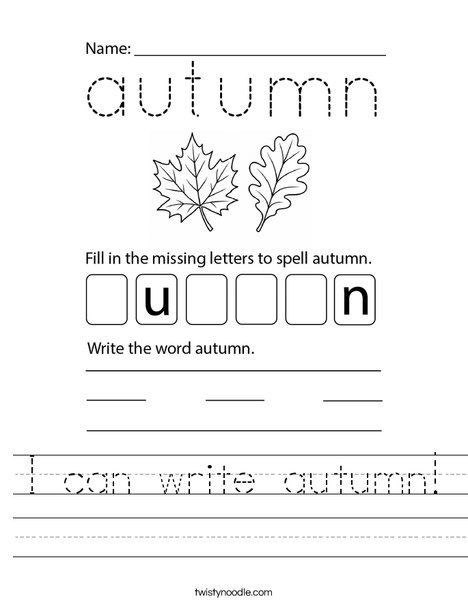 I can write autumn! Worksheet