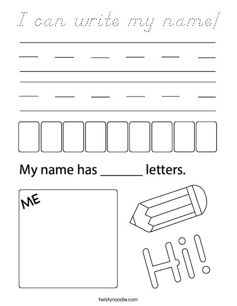 I can write my name. Coloring Page
