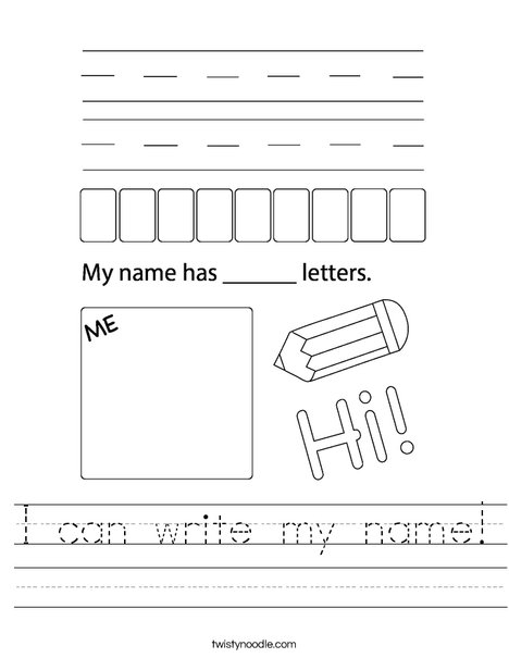 I Can Write My Name Worksheet Twisty Noodle