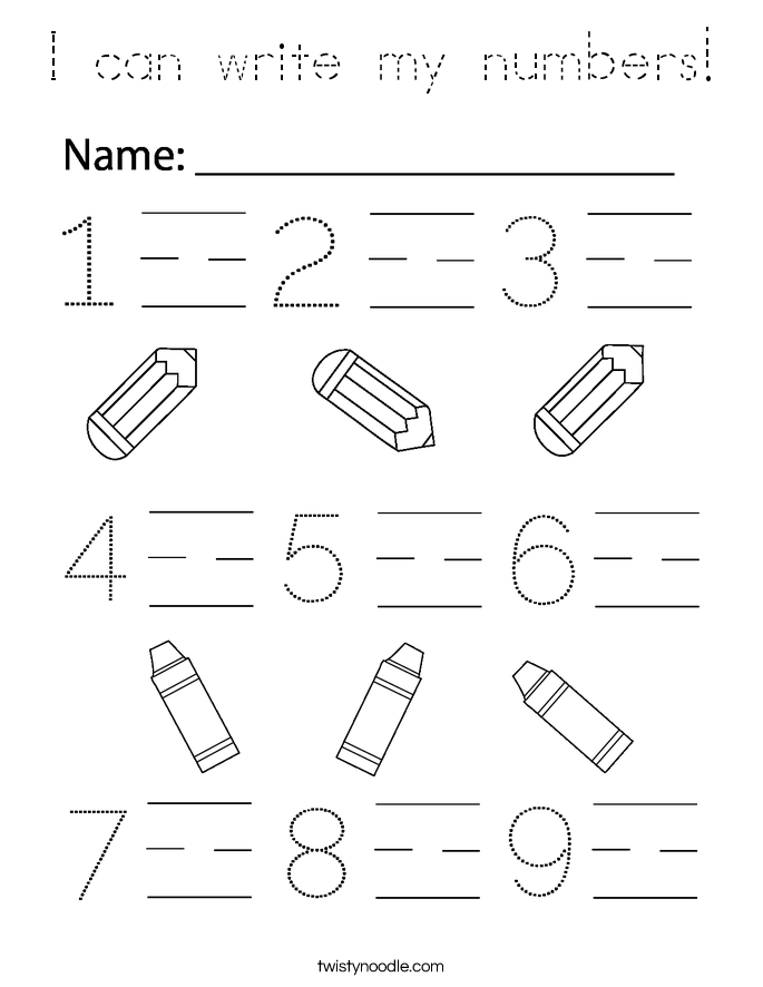 I can write my numbers! Coloring Page