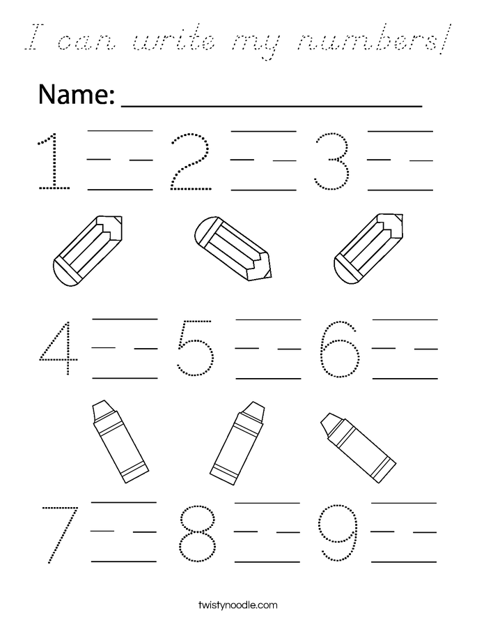I can write my numbers! Coloring Page
