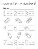 I can write my numbers Coloring Page