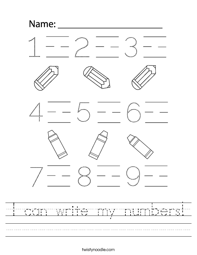 I Can Write My Numbers Worksheet Twisty Noodle