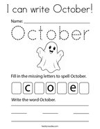 I can write October Coloring Page