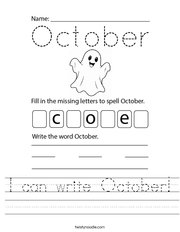 I can write October Handwriting Sheet