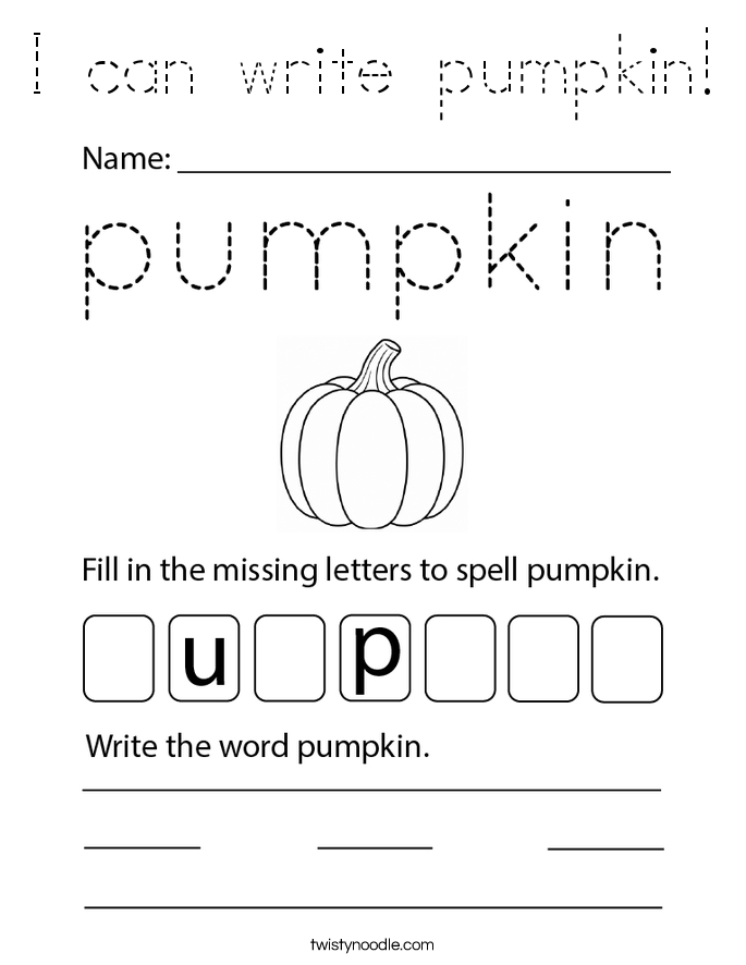 I can write pumpkin! Coloring Page