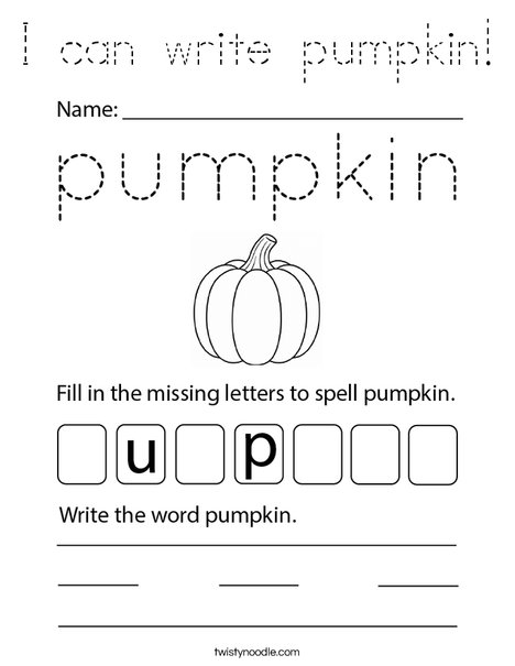 I can write pumpkin! Coloring Page