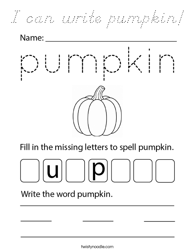 I can write pumpkin! Coloring Page