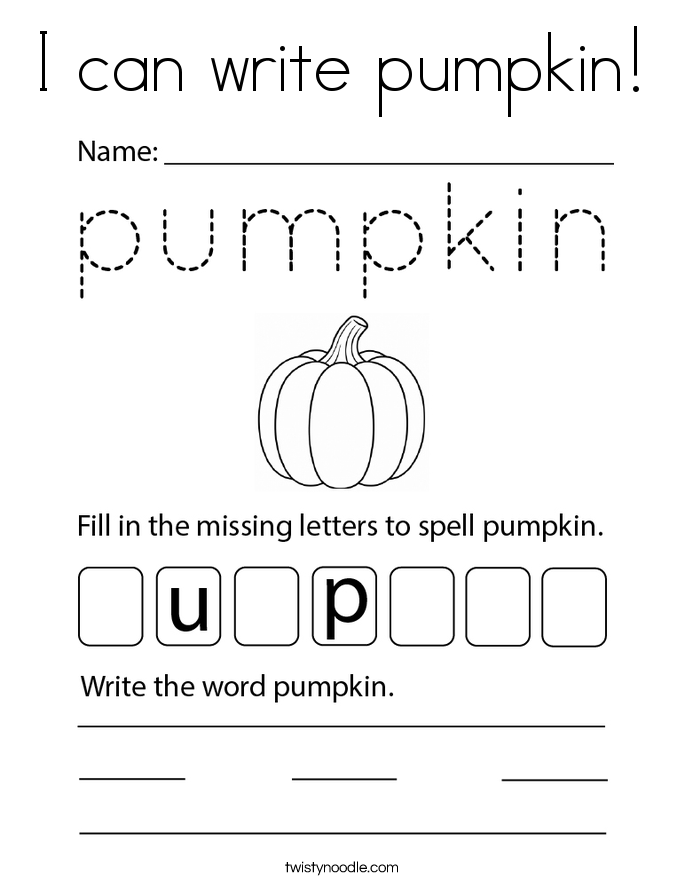 I can write pumpkin! Coloring Page
