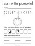 I can write pumpkin! Coloring Page