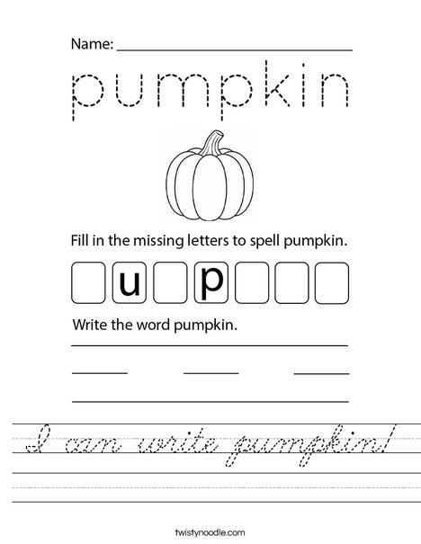 I can write pumpkin! Worksheet