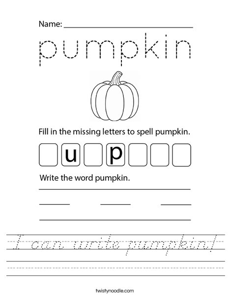 I can write pumpkin! Worksheet