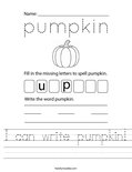 I can write pumpkin! Worksheet