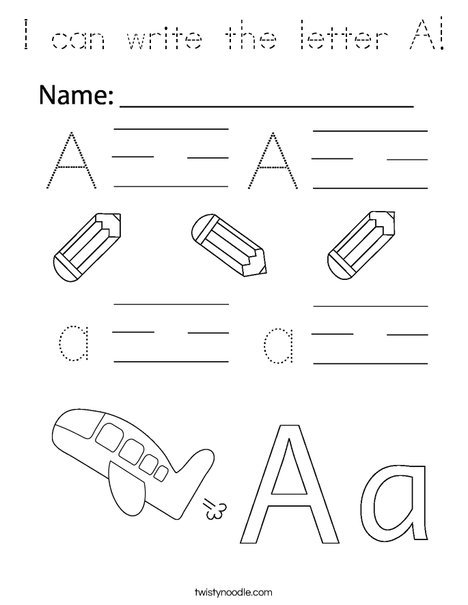 I can write the letter A! Coloring Page