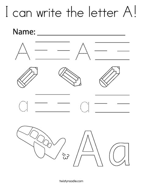 I can write the letter A! Coloring Page