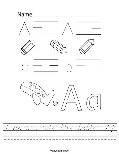 I can write the letter A! Worksheet