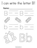 I can write the letter B Coloring Page