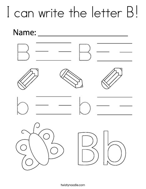 I can write the letter B! Coloring Page