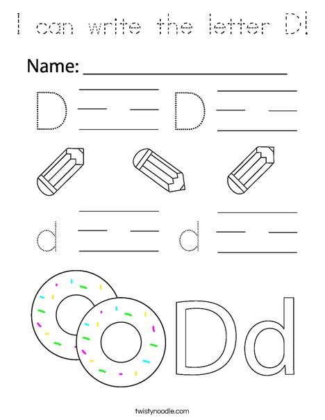 I can write the letter D! Coloring Page
