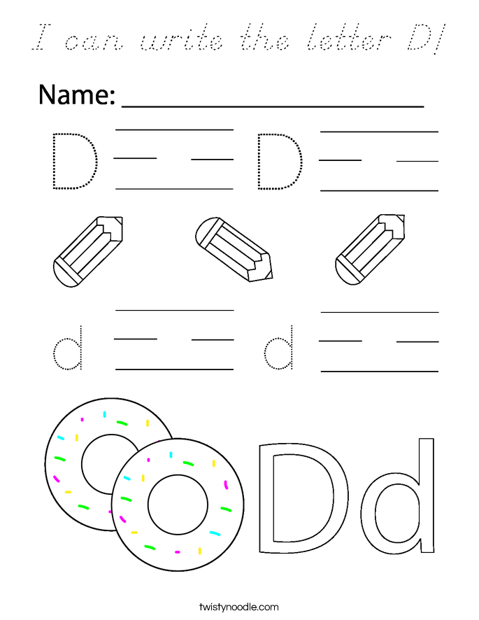 I can write the letter D! Coloring Page