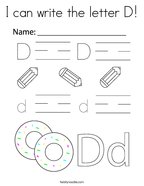 I can write the letter D Coloring Page