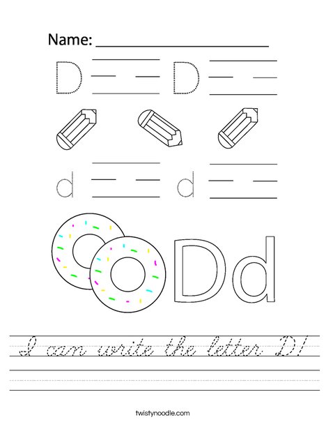 I can write the letter D! Worksheet