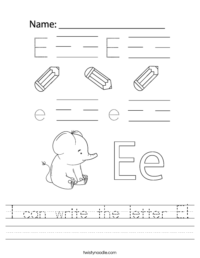 I can write the letter E! Worksheet