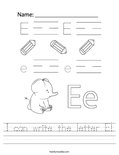 I can write the letter E! Worksheet