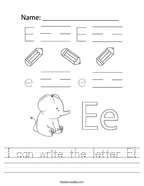 I can write the letter E Handwriting Sheet