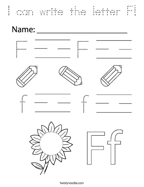 I can write the letter F! Coloring Page