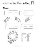 I can write the letter F Coloring Page