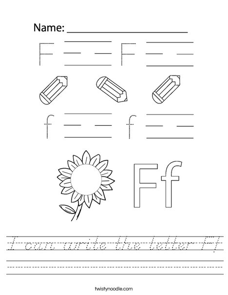 I can write the letter F! Worksheet