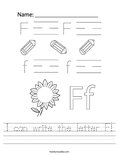 I can write the letter F! Worksheet