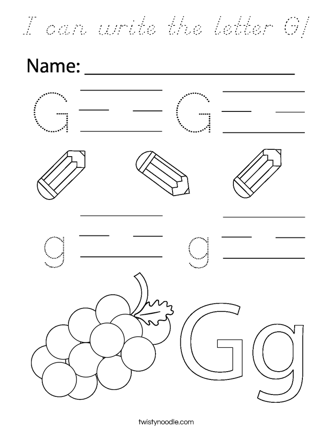 I can write the letter G! Coloring Page