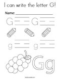 I can write the letter G! Coloring Page