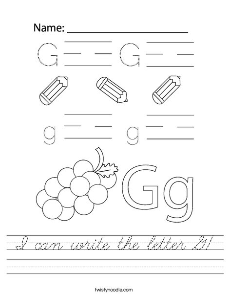 I can write the letter G! Worksheet