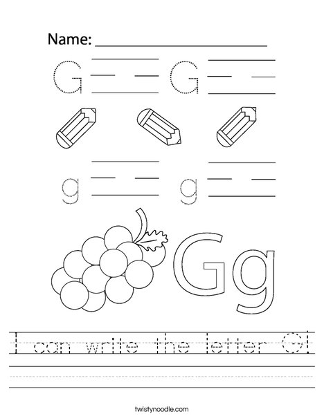 I can write the letter G! Worksheet
