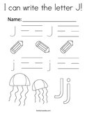 I can write the letter J Coloring Page