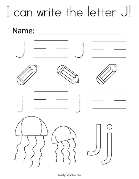 I can write the letter J! Coloring Page