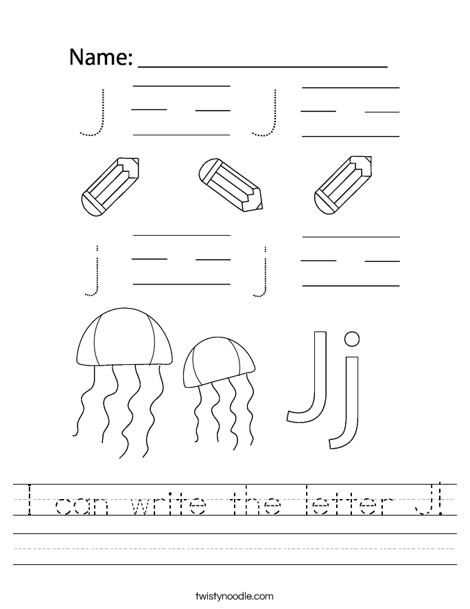 I can write the letter J! Worksheet