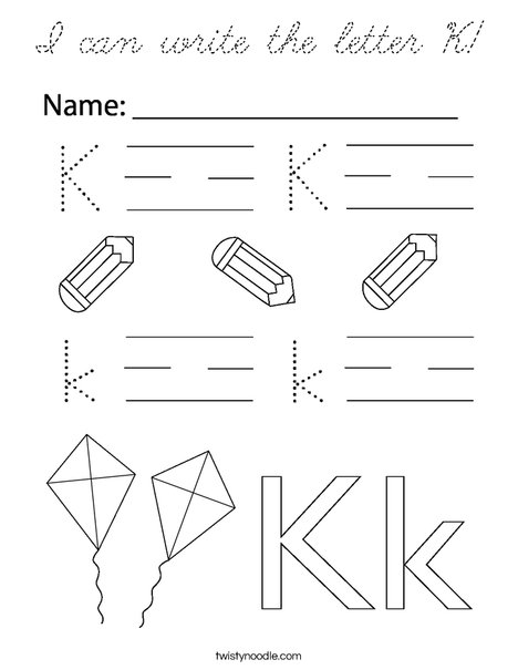 I can write the letter K! Coloring Page
