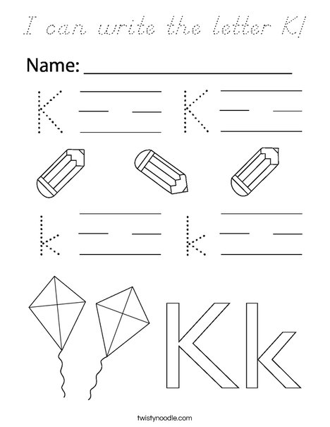 I can write the letter K! Coloring Page