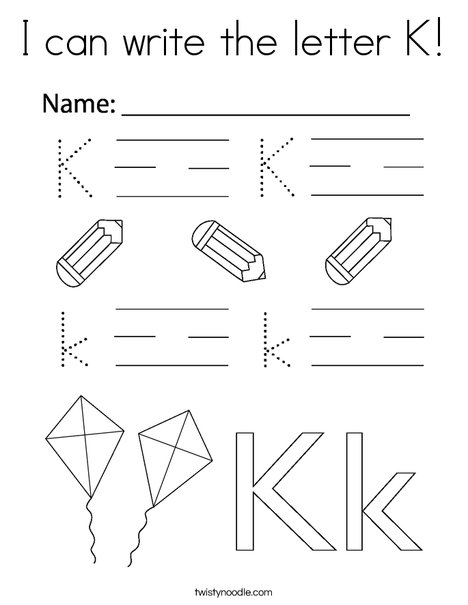 I can write the letter K! Coloring Page