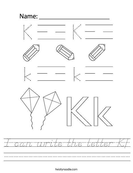 I can write the letter K! Worksheet