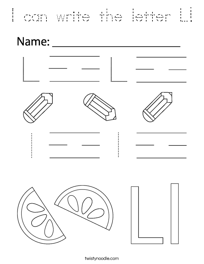 I can write the letter L! Coloring Page
