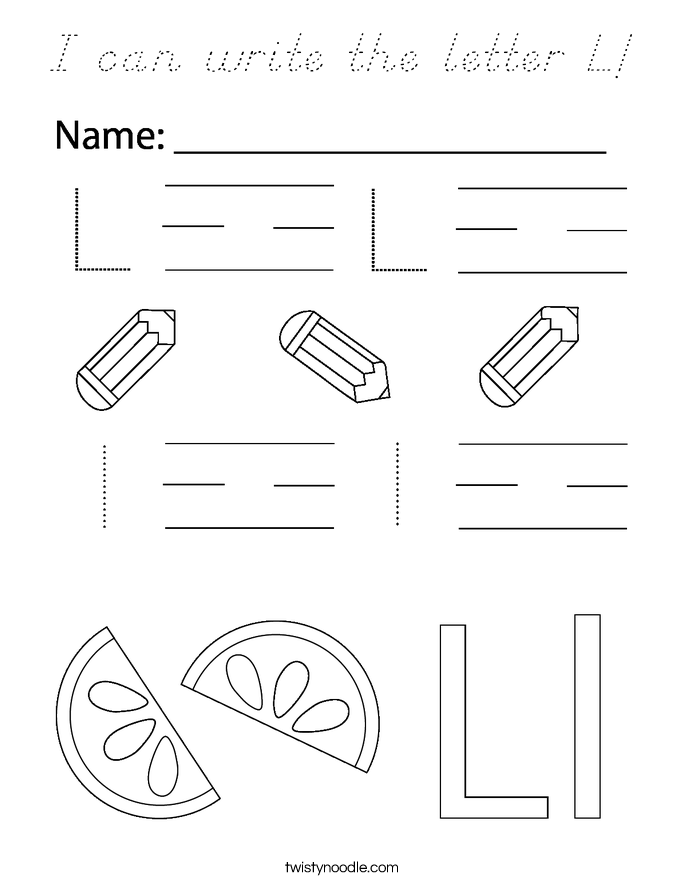 I can write the letter L! Coloring Page