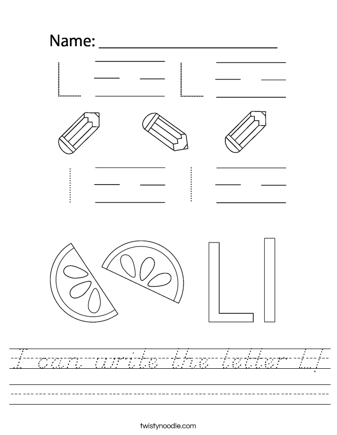 I can write the letter L! Worksheet